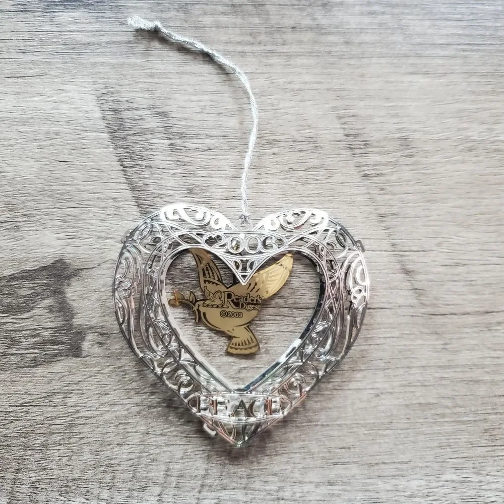 Readers Digest dove & heart Christmas‎ ornament 2003 vtg